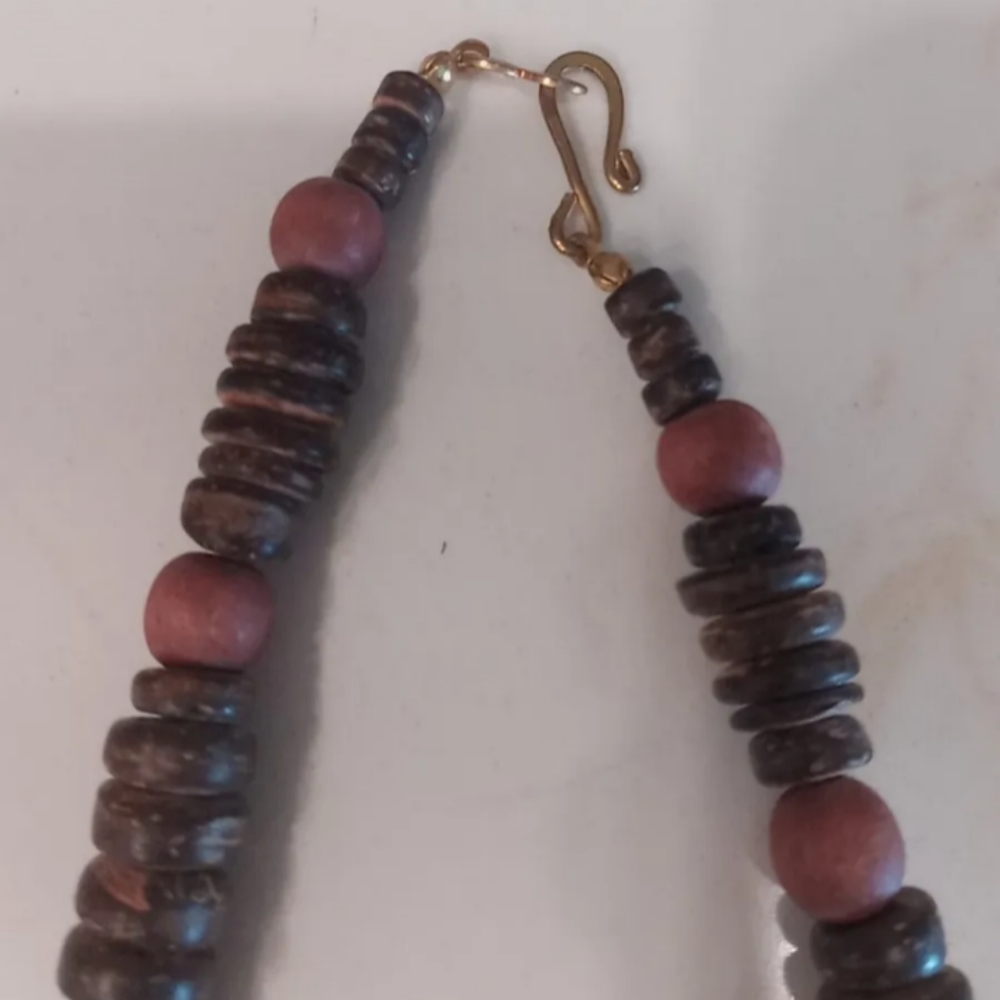 Vtg Wooden Estate Necklace Beaded Exotic Bohemian Statement. Chunky Jewelry View 5